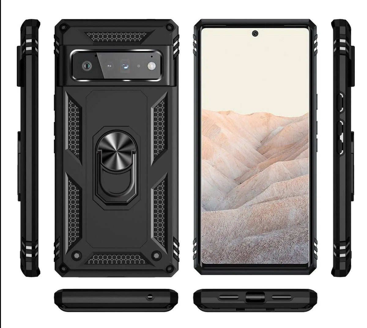 Coque de téléphone avec anneau et support pour Google Pixel 6 Pro coque de protection hybride antichoc en TPU silicone | Sulvida