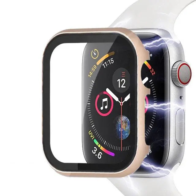 Coque de protection Apple Watch 45mm 41mm en acier inoxydable avec verre transparent Series 9 8 7 protection pour montre connectée | Sulvida