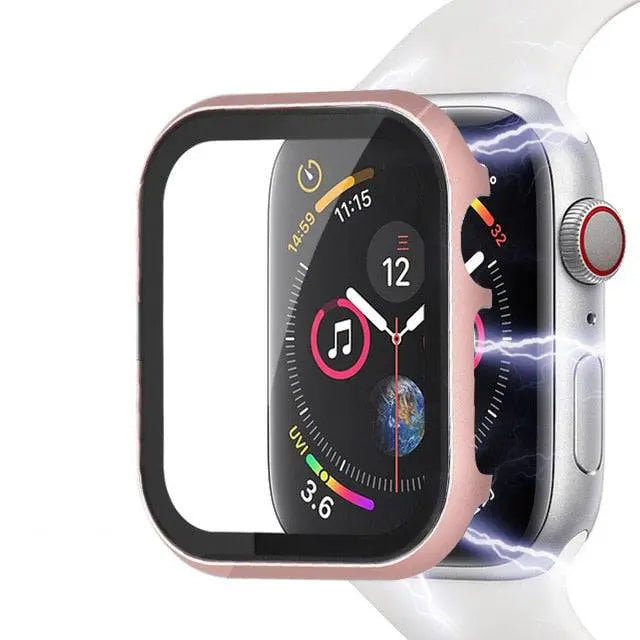 Coque de protection Apple Watch 45mm 41mm en acier inoxydable avec verre transparent Series 9 8 7 protection pour montre connectée | Sulvida
