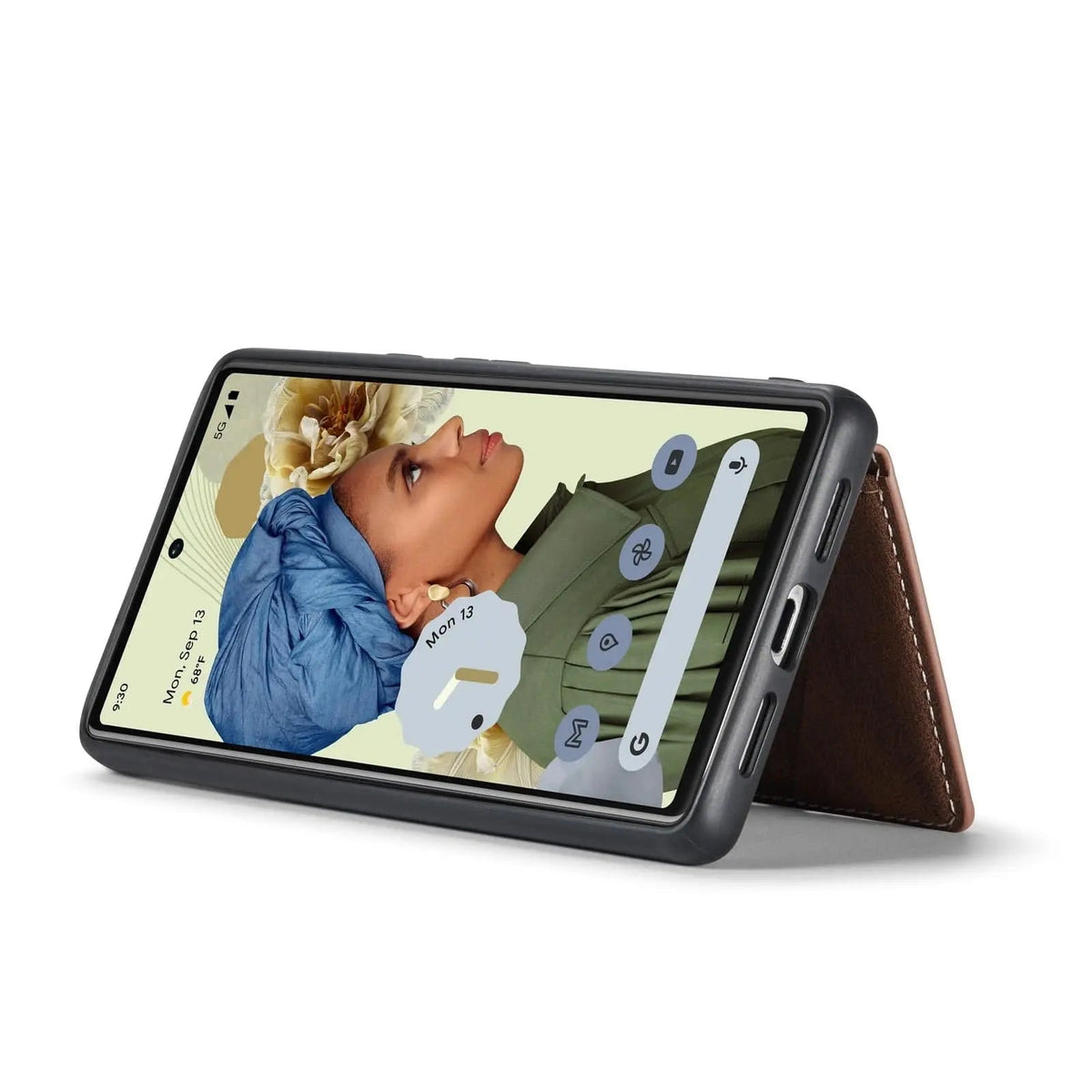 Étui portefeuille vintage en cuir pour smartphone avec porte-cartes et fonction support marron vintage noir protection | Sulvida