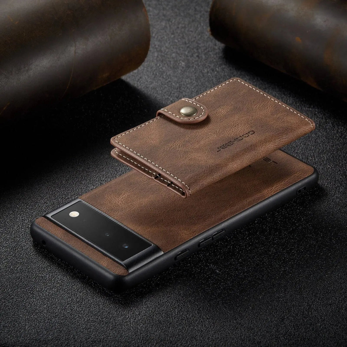 Étui portefeuille vintage en cuir pour smartphone avec porte-cartes et fonction support marron vintage noir protection | Sulvida