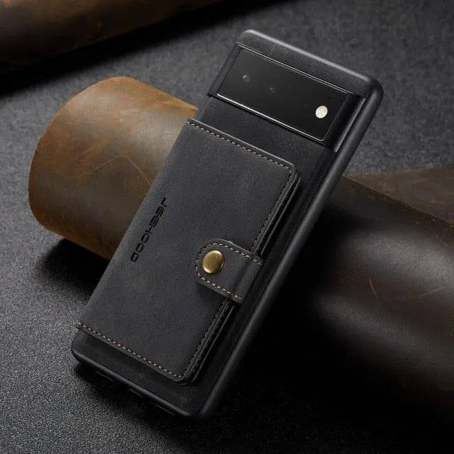 Étui portefeuille vintage en cuir pour smartphone avec porte-cartes et fonction support marron vintage noir protection | Sulvida