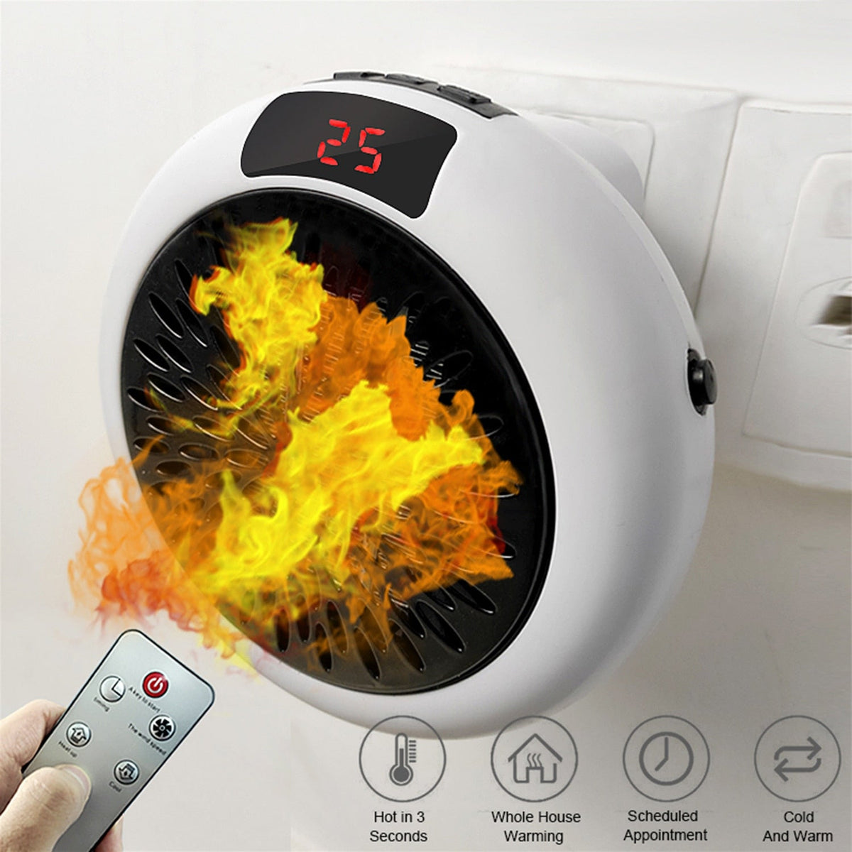 Compacte Elektrische Keramische Kachel met Thermostaat & LED Display voor Slaapkamer & Kantoor tot 20㎡ | Sulvida