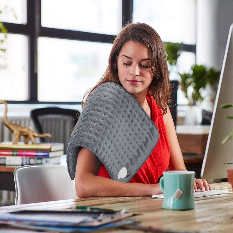 Elektrisch Verwarmingskussen Digitaal 76x40cm Grijs Rood Blauw Instelbaar Warmtepad Therapeutisch Comfort | Sulvida