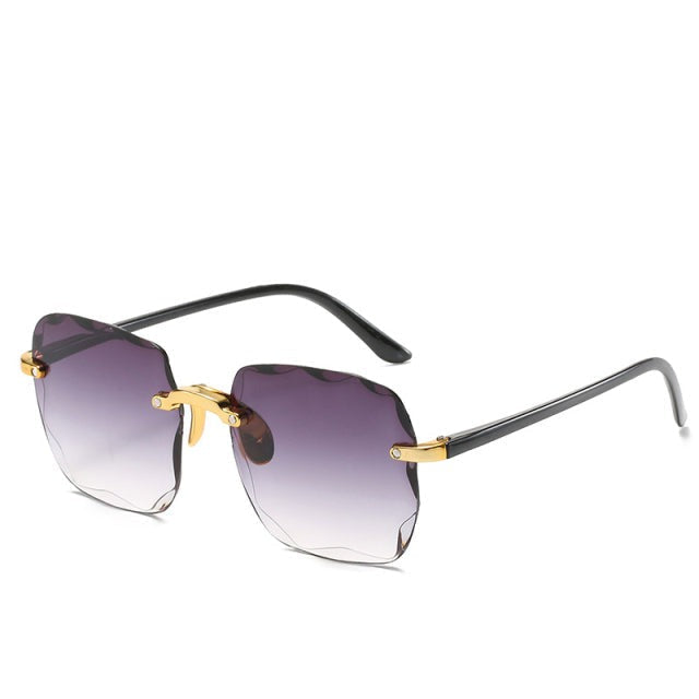 Randloze Zonnebril UV400 Dames Heren Vintage Rechthoekig Lichtgewicht 26g Ultraleicht UV-Bescherming Retro | Sulvida