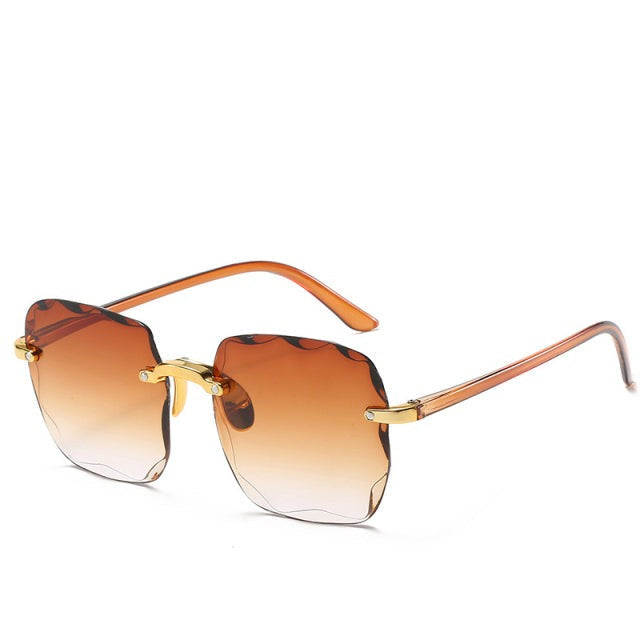Randloze Zonnebril UV400 Dames Heren Vintage Rechthoekig Lichtgewicht 26g Ultraleicht UV-Bescherming Retro | Sulvida