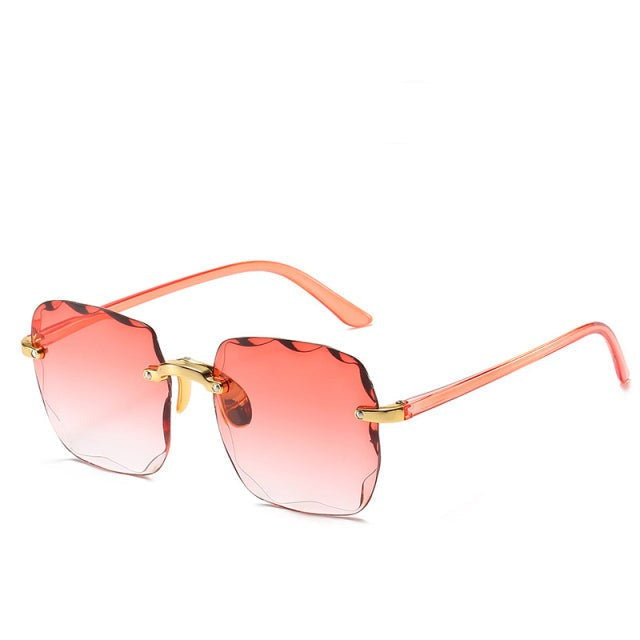 Randloze Zonnebril UV400 Dames Heren Vintage Rechthoekig Lichtgewicht 26g Ultraleicht UV-Bescherming Retro | Sulvida