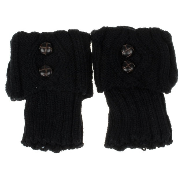 Elastische Enkelwarmers Sokken met Knoopdetail Gebreide Beenwarmers Dames Retro Wintermode Accessoire | Sulvida