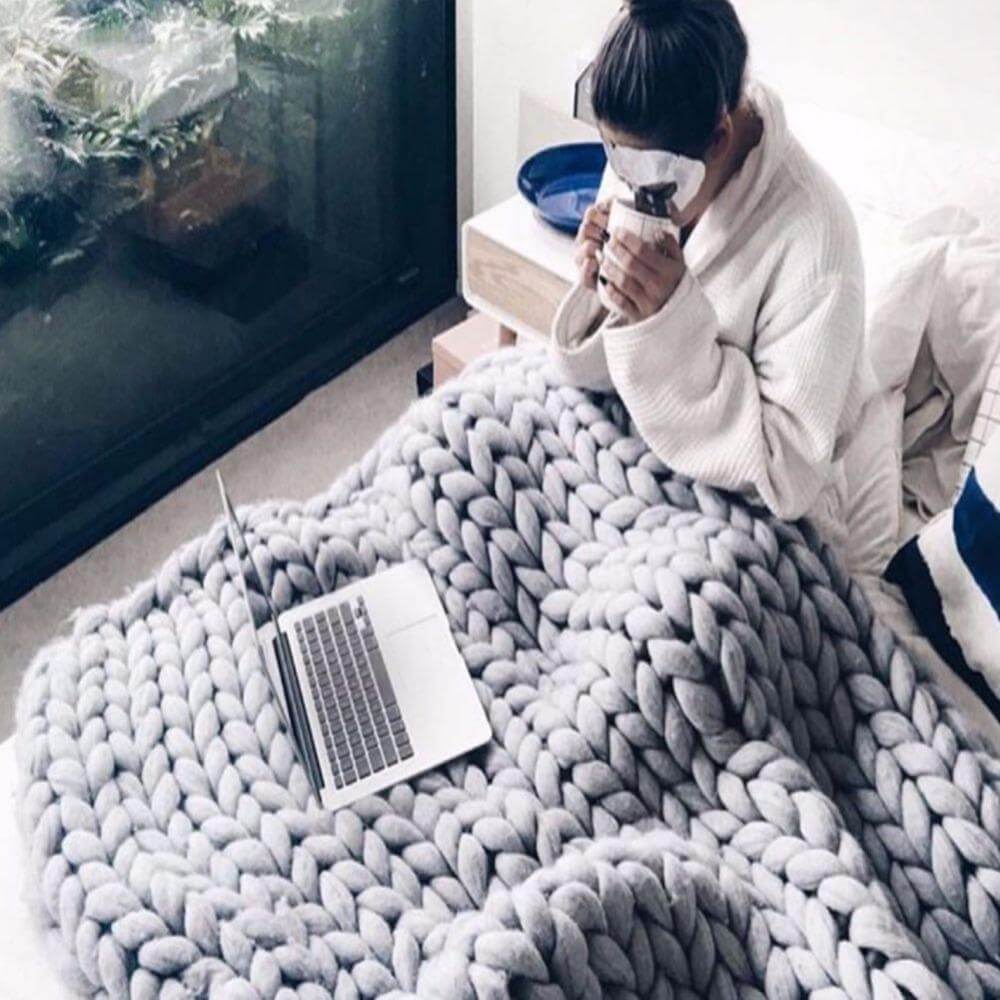 Gebreide Deken Chunky Knit 100x120cm Dikke Plaid Bankdeken Woonkamer Slaapkamer Woondecoratie Warm Zacht | Sulvida