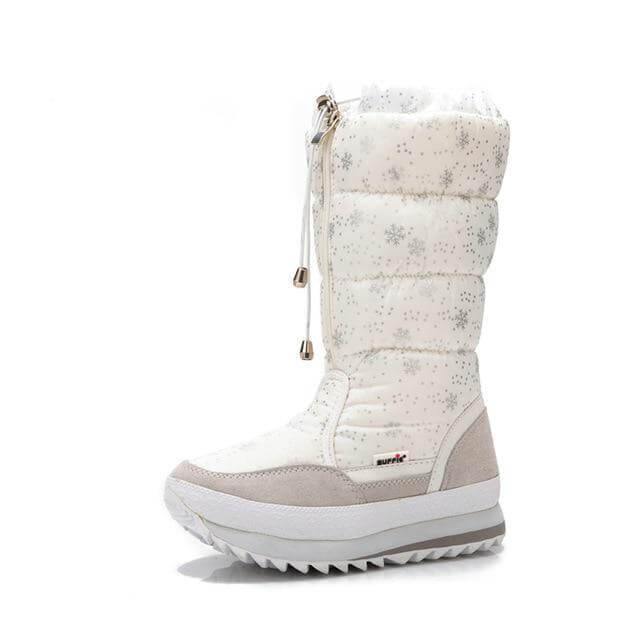 Dameslaarzen pluche tot op de knie zwart met rits nylon winterlaarzen warm gevoerd comfortabel dames | Sulvida