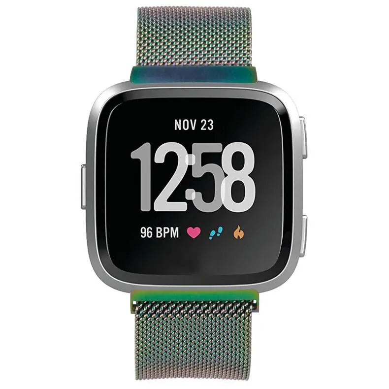 Bracelet en maille pour Fitbit Versa, en acier inoxydable, réglable, fermeture magnétique, bracelet élégant pour montre connectée | Sulvida