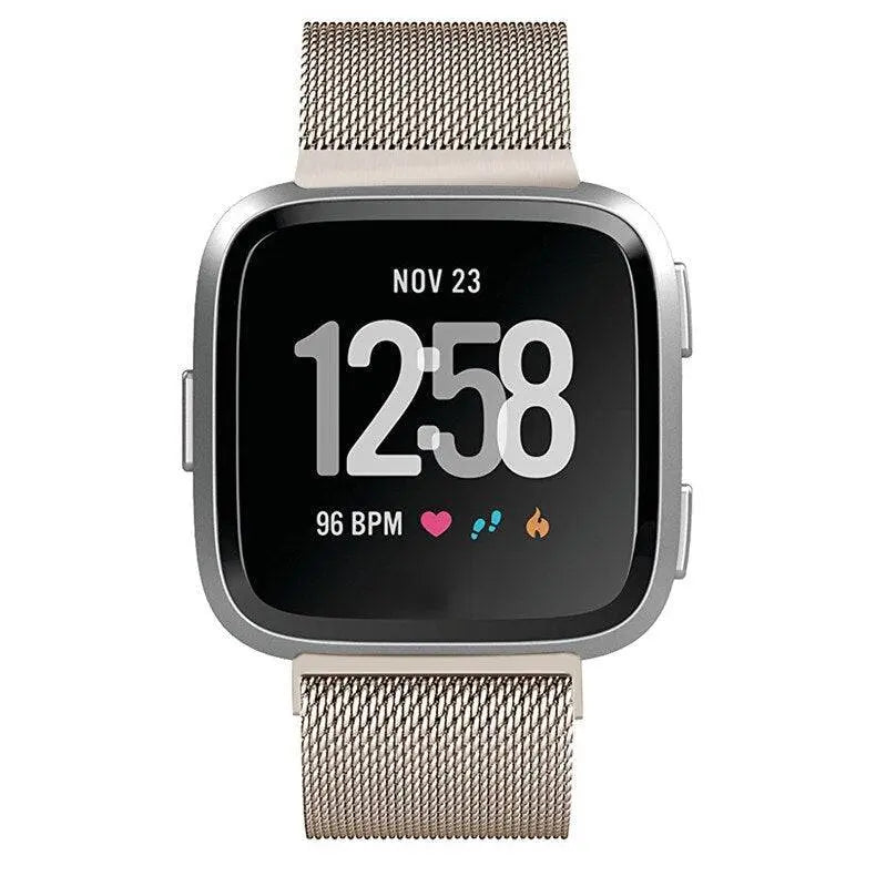 Bracelet en maille pour Fitbit Versa, en acier inoxydable, réglable, fermeture magnétique, bracelet élégant pour montre connectée | Sulvida