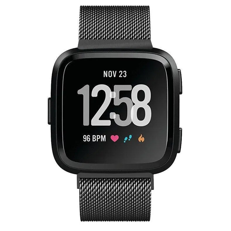 Bracelet en maille pour Fitbit Versa, en acier inoxydable, réglable, fermeture magnétique, bracelet élégant pour montre connectée | Sulvida