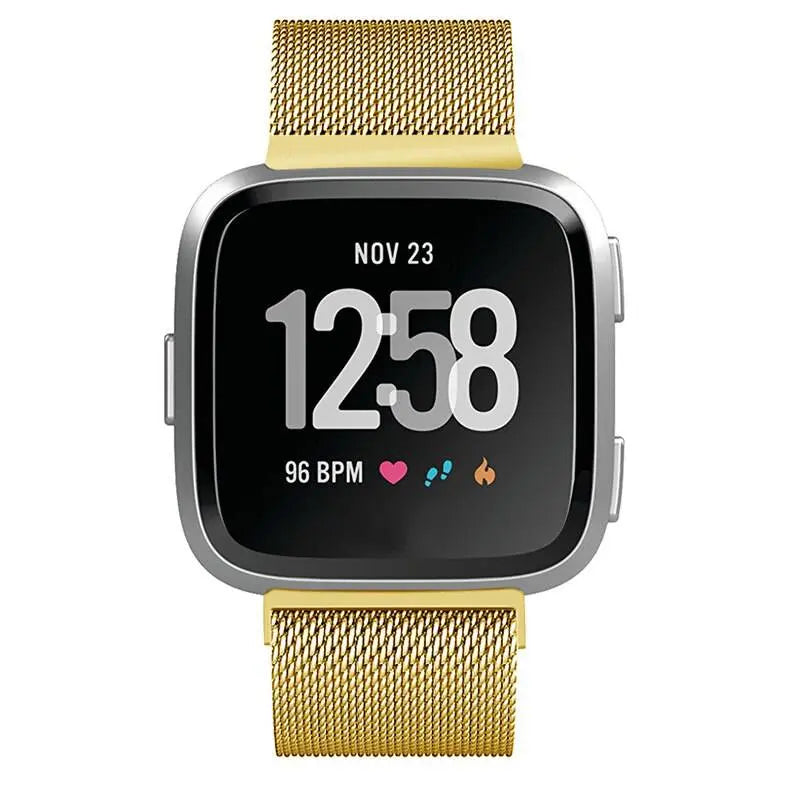 Bracelet en maille pour Fitbit Versa, en acier inoxydable, réglable, fermeture magnétique, bracelet élégant pour montre connectée | Sulvida