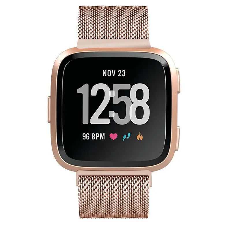 Bracelet en maille pour Fitbit Versa, en acier inoxydable, réglable, fermeture magnétique, bracelet élégant pour montre connectée | Sulvida