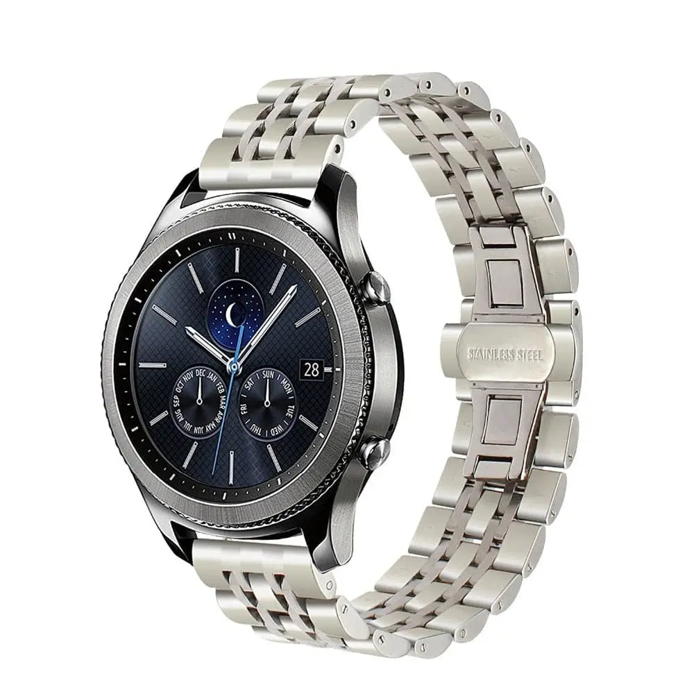 Bracelet à maillons en acier pour Galaxy Watch 22mm, réglable, en acier inoxydable, argenté ou doré, bracelet pour montre connectée | Sulvida