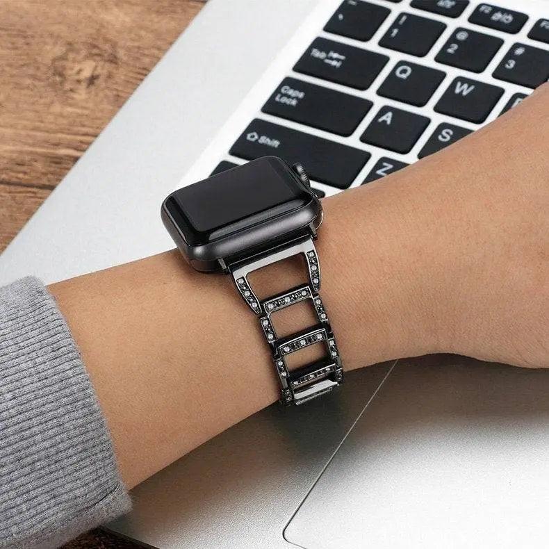 Bracelet pour montre connectée Apple Watch Series 12 42/46mm et Ultra 4 49mm, bracelet à maillons en acier inoxydable | Sulvida