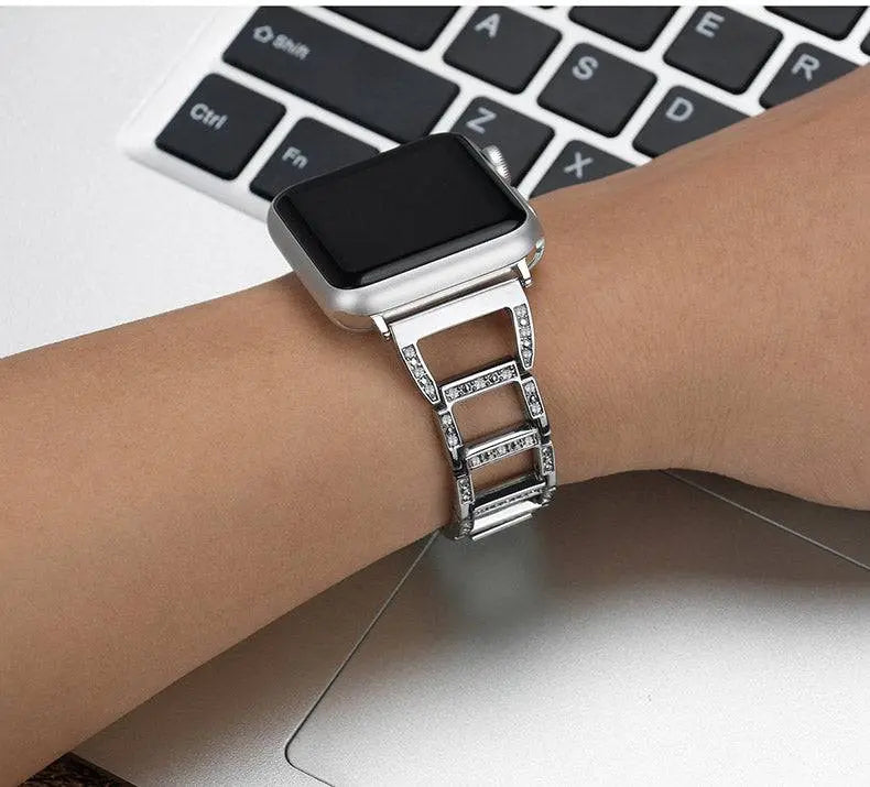 Bracelet pour montre connectée Apple Watch Series 12 42/46mm et Ultra 4 49mm, bracelet à maillons en acier inoxydable | Sulvida