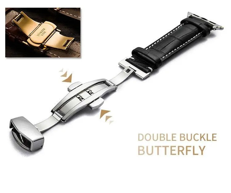 Bracelet de montre en véritable cuir de vache, compatible avec les montres connectées 42mm 44mm 45mm 46mm 49mm, réglable et universel | Sulvida