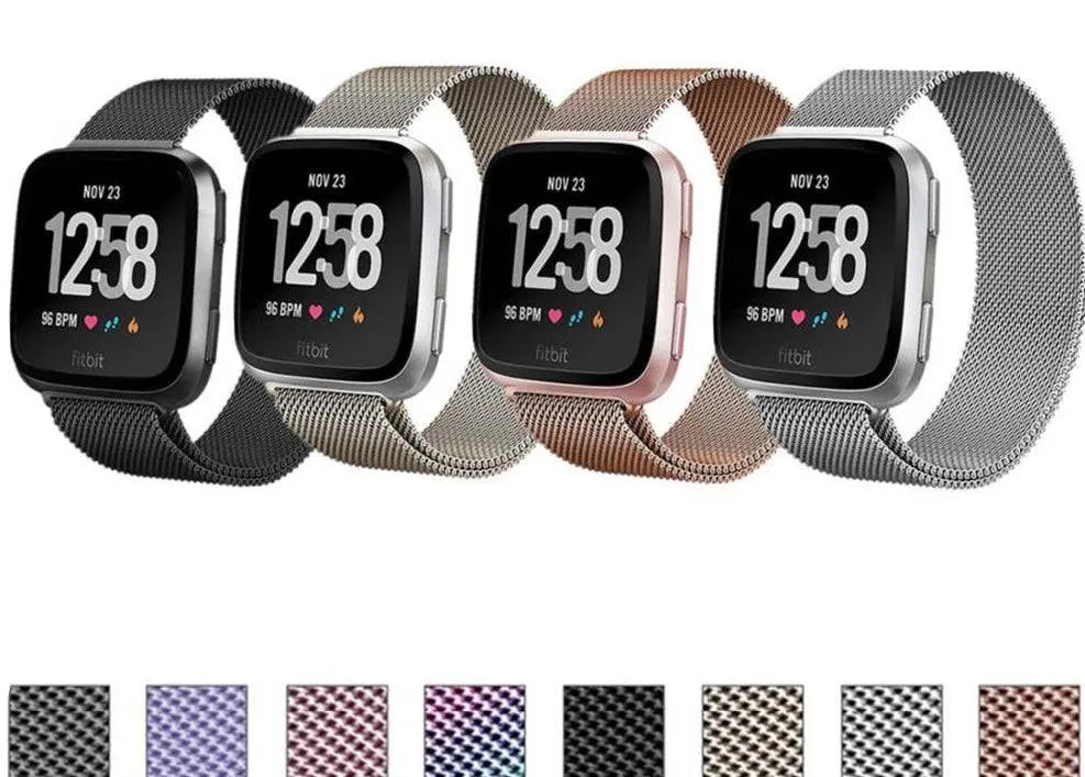 Bracelet en maille pour Fitbit Versa, en acier inoxydable, réglable, fermeture magnétique, bracelet élégant pour montre connectée | Sulvida