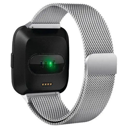 Bracelet en maille pour Fitbit Versa, en acier inoxydable, réglable, fermeture magnétique, bracelet élégant pour montre connectée | Sulvida