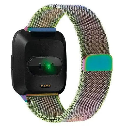 Bracelet en maille pour Fitbit Versa, en acier inoxydable, réglable, fermeture magnétique, bracelet élégant pour montre connectée | Sulvida