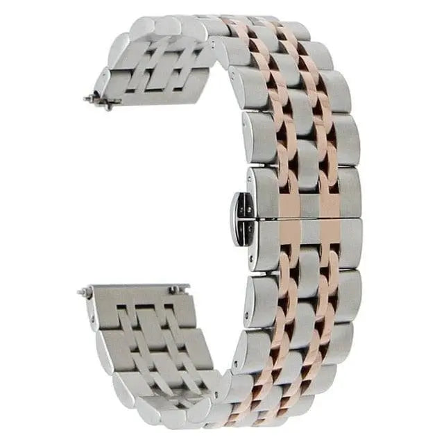 Bracelet à maillons en acier pour Galaxy Watch 22mm, réglable, en acier inoxydable, argenté ou doré, bracelet pour montre connectée | Sulvida