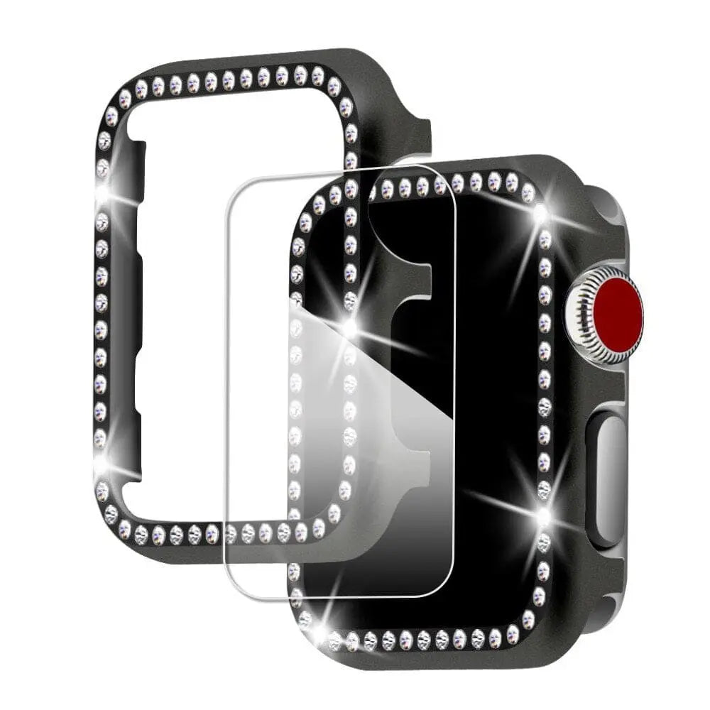 Ensemble boîtier et bracelet pour Apple Watch 38mm 40mm 42mm 44mm, boîtier Royalty avec bracelet Diva, couleur or, montre connectée | Sulvida