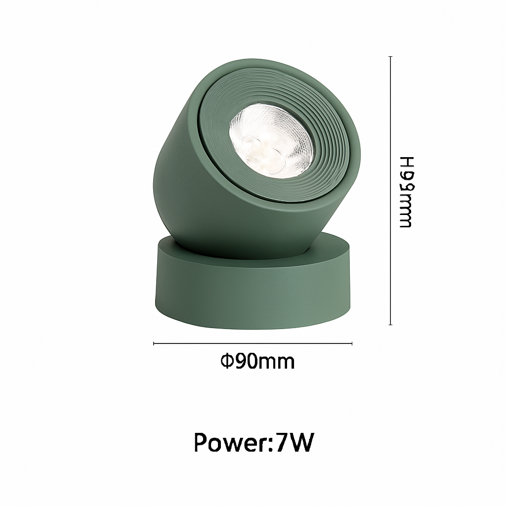 Verstelbare plafondspot LED met 360° draaiing 7W aluminium richtbaar accentlicht zwart wit grijs roze | Sulvida
