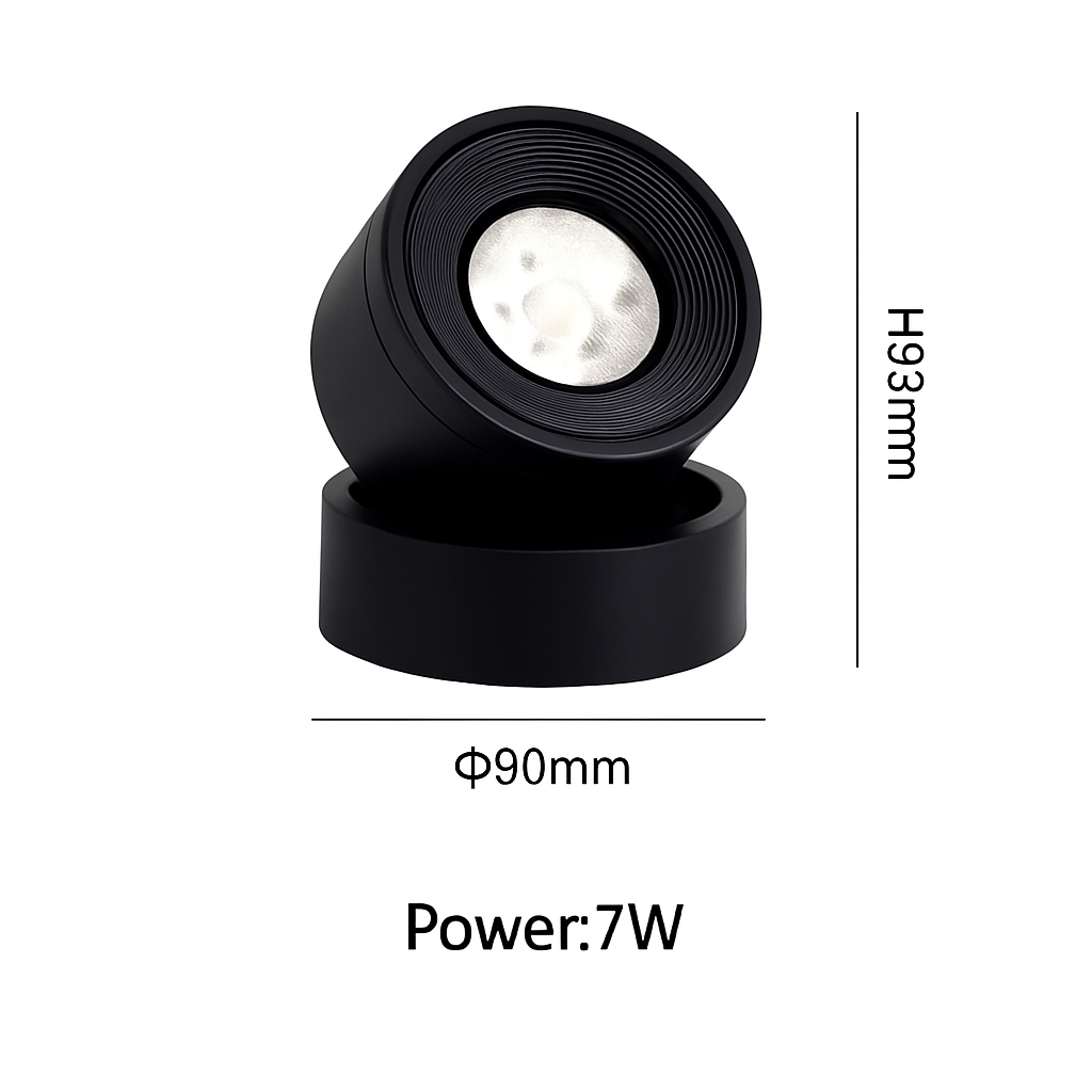 Verstelbare plafondspot LED met 360° draaiing 7W aluminium richtbaar accentlicht zwart wit grijs roze | Sulvida