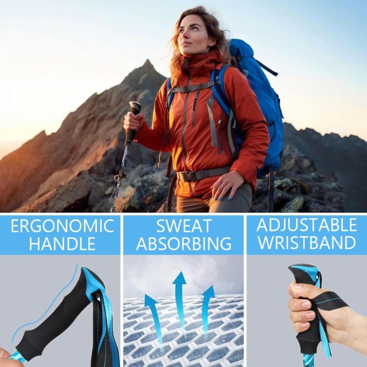 Verstelbare Wandelstokken Aluminium Antislip Grip Inklapbaar Trekkingstok Outdoor Wandelen Bergen Trekking | Sulvida