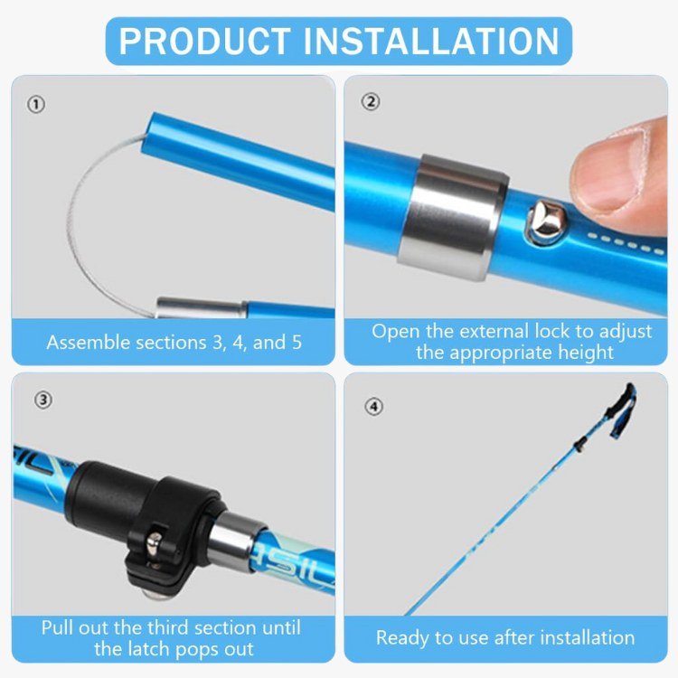 Verstelbare Wandelstokken Aluminium Antislip Grip Inklapbaar Trekkingstok Outdoor Wandelen Bergen Trekking | Sulvida