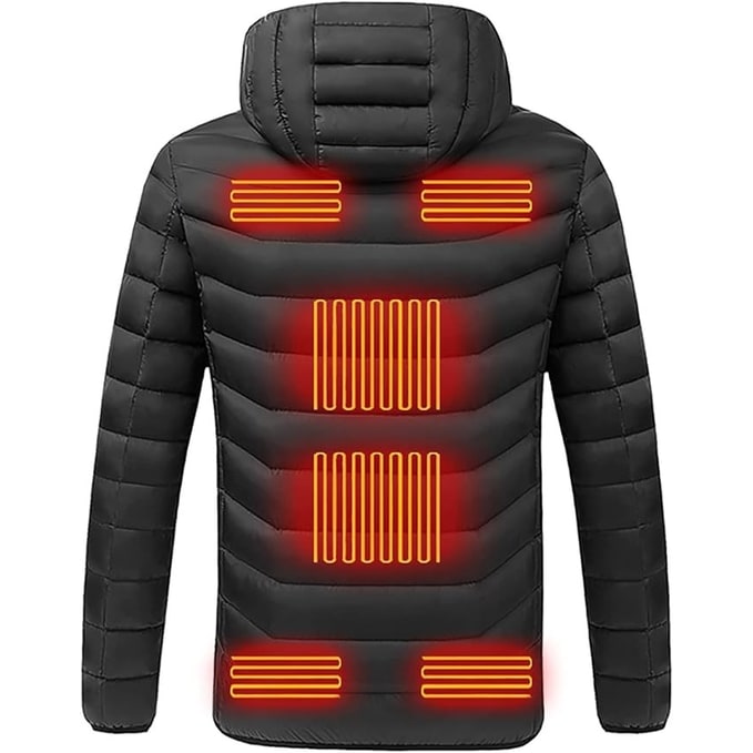 Gewatteerde winterjas met 9 verwarmingszones capuchon doorgestikt ontwerp warme outdoorjas heren dames unisex | Sulvida