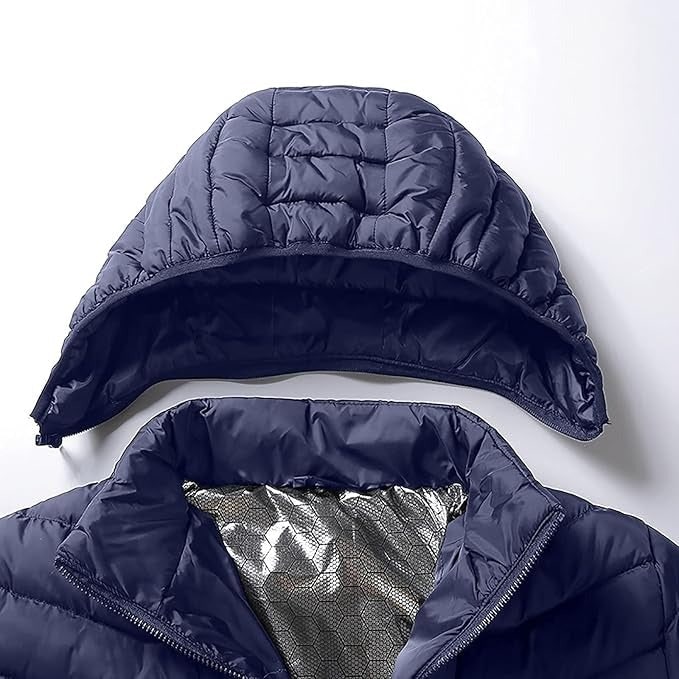 Gewatteerde winterjas met 9 verwarmingszones capuchon doorgestikt ontwerp warme outdoorjas heren dames unisex | Sulvida
