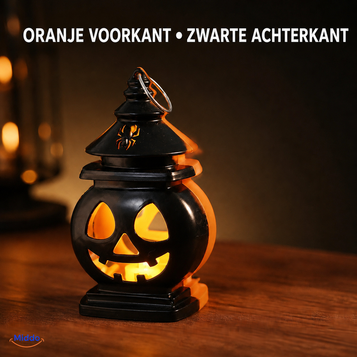 Draagbare Halloweenlantaarn Pompoen Dubbelzijdig LED Verlichting Oranje Zwart Decoratie voor Herfstfeest | Sulvida