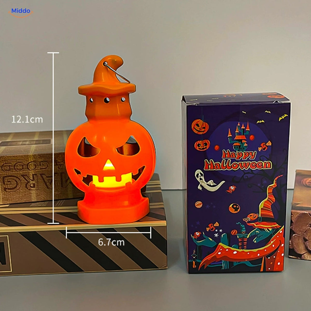 Draagbare Halloweenlantaarn Pompoen Dubbelzijdig LED Verlichting Oranje Zwart Decoratie voor Herfstfeest | Sulvida
