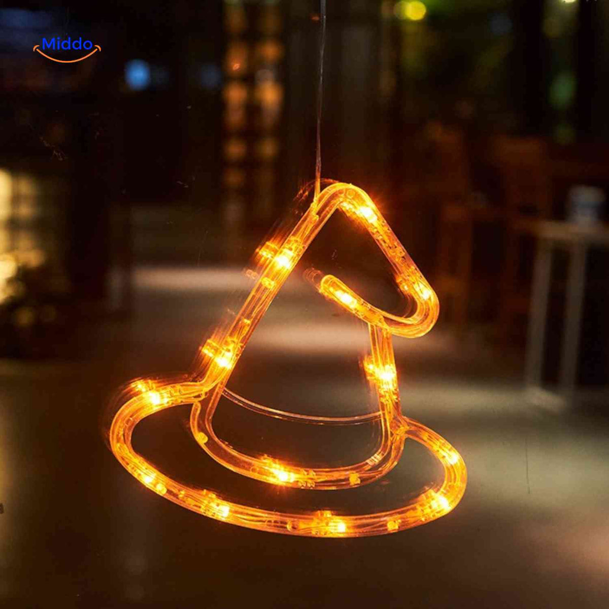LED-decoratielamp Halloween zuignap 20cm kunststof pompoen spookje heksenhoed sfeerverlichting binnen buiten | Sulvida