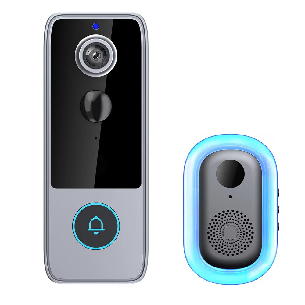 Sonnette vidéo sans fil intelligente avec caméra 1080P HD, vision nocturne, détection de mouvement et interphone, sans abonnement | Sulvida