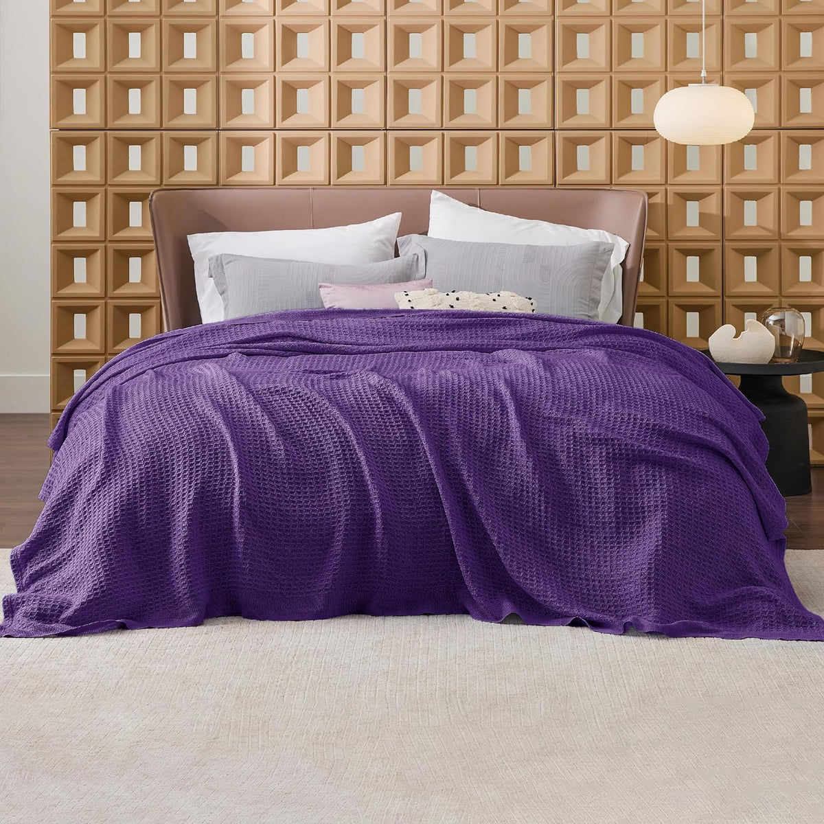 Katoenen Wafelweefsel Deken Queen Size Zacht Ademend Licht Luxe Zomerdeken voor Bed Bank Slaapkamer Comfort | Sulvida