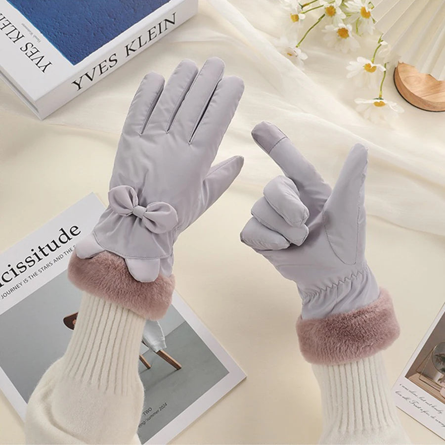Elegante Touchscreen Winterhandschoenen voor Dames – Waterdicht Warm met Strikaccent Outdoor Fiets Mode | Sulvida