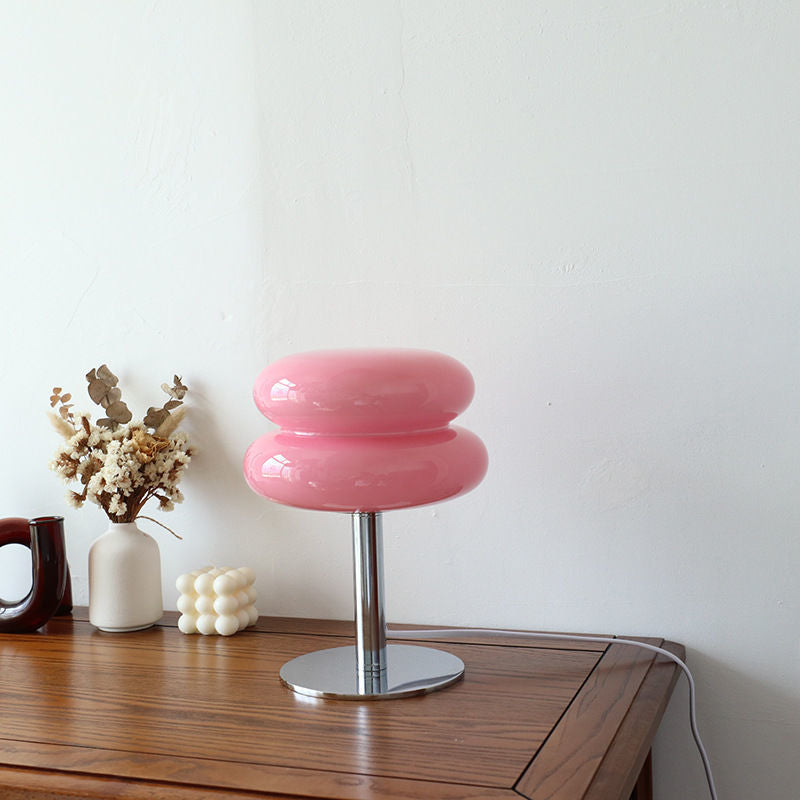 Glazen Tafellamp met Chromen Voet Retro Design Sfeerlamp Slaapkamer Woonkamer Nachtkastje LED Verlichting | Sulvida
