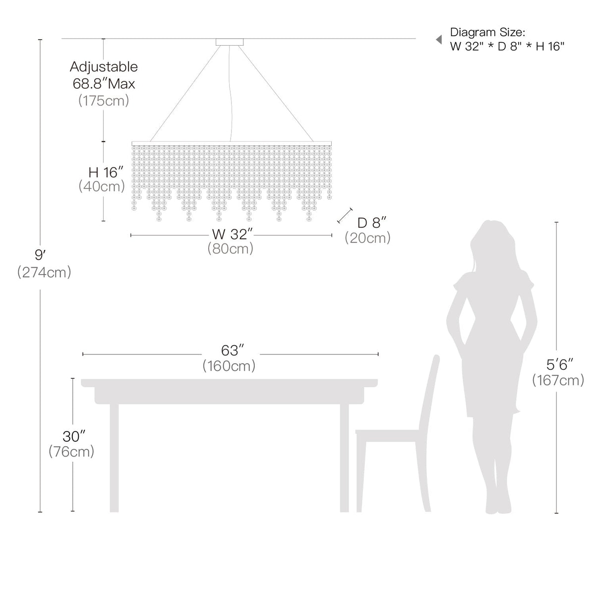 Lineaire kristallen hanglamp met druppels chroom eetkamer woonkamer keuken verlichtingsobject kroonluchter | Sulvida