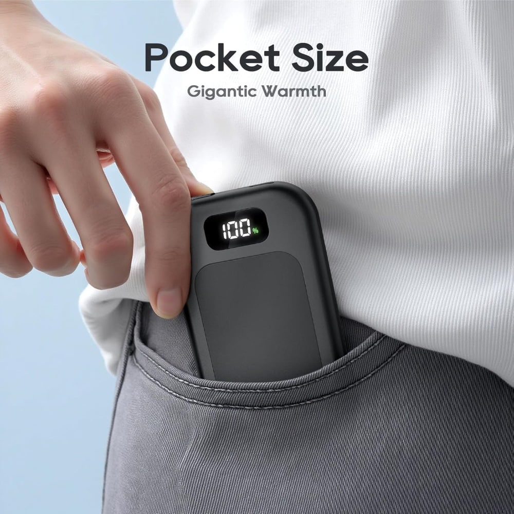 Elektrische Handwarmers Oplaadbaar met Digitaal Display 3 Warmtestanden Powerbank Functie voor Koude Handen | Sulvida