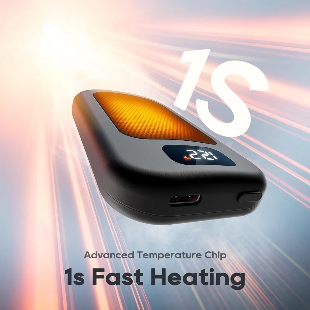 Elektrische Handwarmers Oplaadbaar met Digitaal Display 3 Warmtestanden Powerbank Functie voor Koude Handen | Sulvida