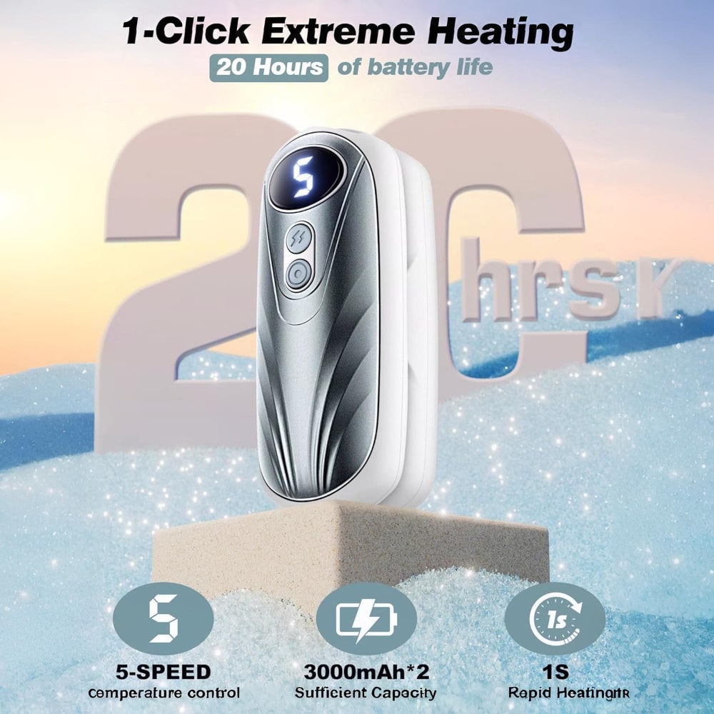 Oplaadbare Handwarmers met LED-Display Draagbaar USB 2 Stuks Zakverwarmer Wintersport Handverwarming | Sulvida