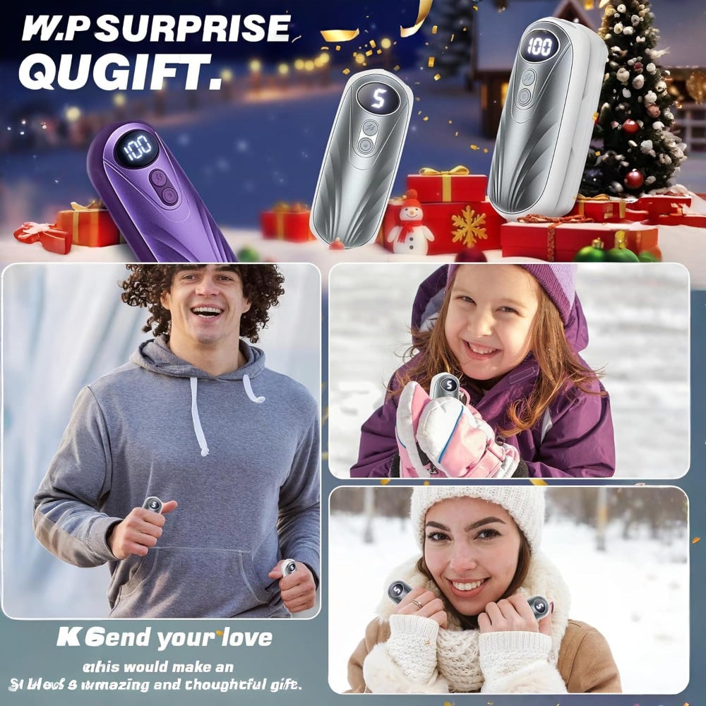 Oplaadbare Handwarmers met LED-Display Draagbaar USB 2 Stuks Zakverwarmer Wintersport Handverwarming | Sulvida