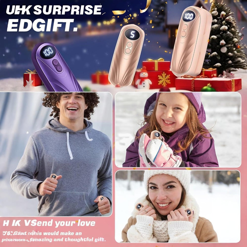 Oplaadbare Handwarmers met LED-Display Draagbaar USB 2 Stuks Zakverwarmer Wintersport Handverwarming | Sulvida