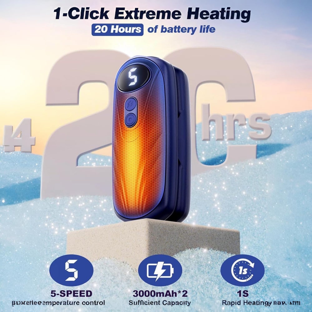 Oplaadbare Handwarmers met LED-Display Draagbaar USB 2 Stuks Zakverwarmer Wintersport Handverwarming | Sulvida