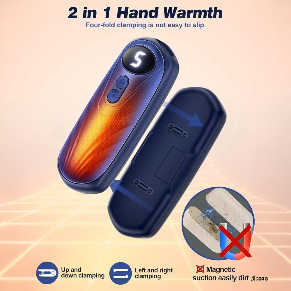 Oplaadbare Handwarmers met LED-Display Draagbaar USB 2 Stuks Zakverwarmer Wintersport Handverwarming | Sulvida