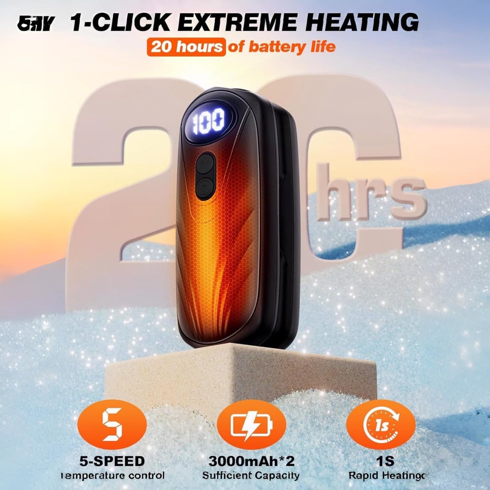 Oplaadbare Handwarmers met LED-Display Draagbaar USB 2 Stuks Zakverwarmer Wintersport Handverwarming | Sulvida